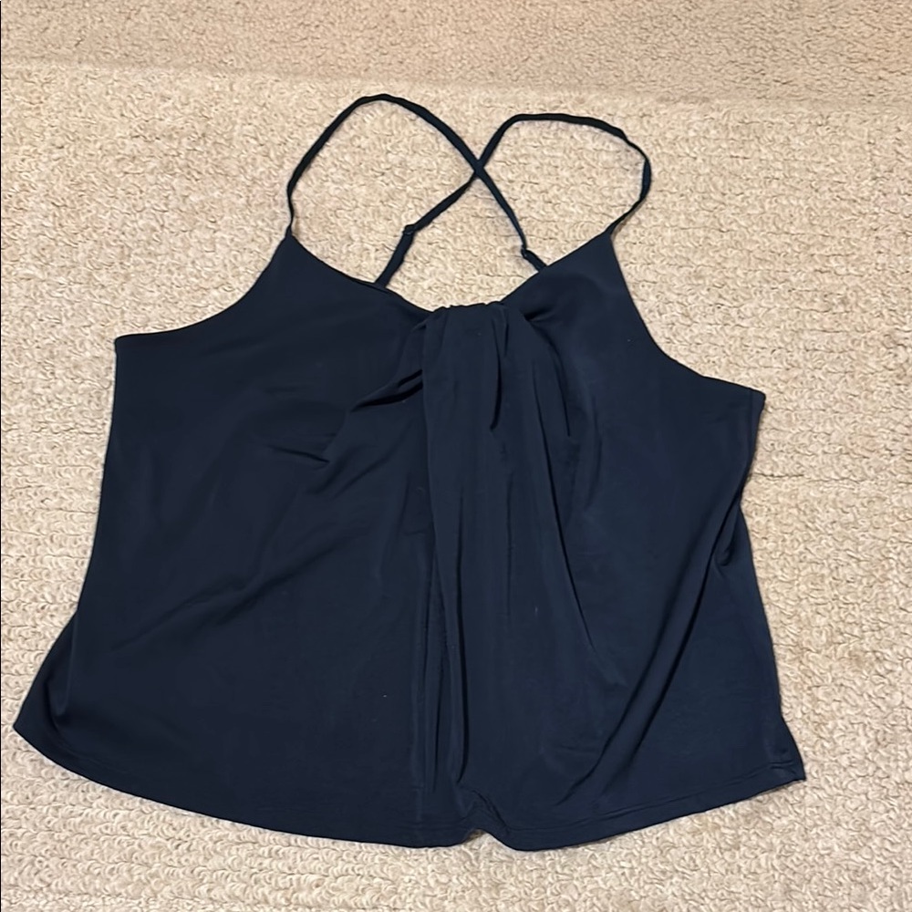 Elegant Navy Blue Camisole Women's Top, cross cross straps